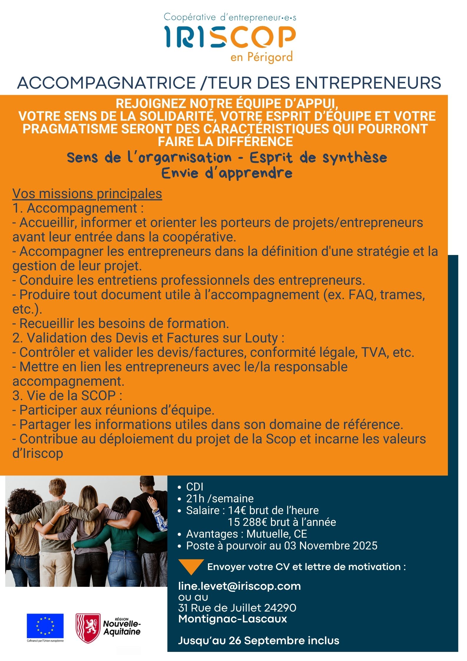 Annonce offre d'emploi Iriscop Accomp des entrepreneur.e.s